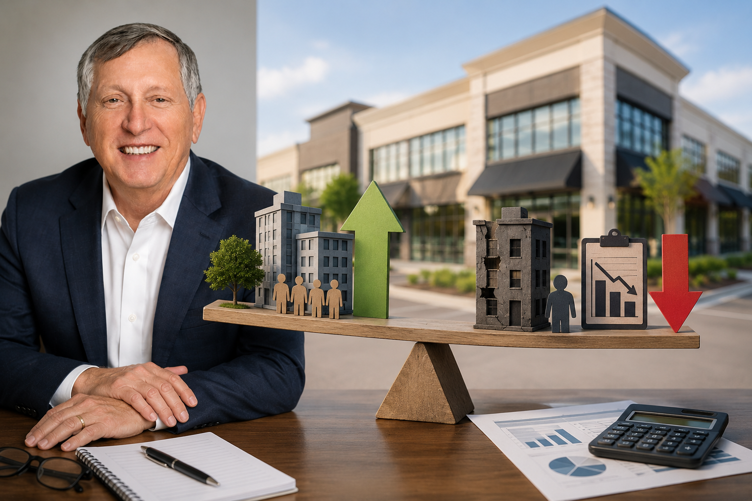 Loyd Robbins illustrating how tenant quality and commercial lease terms can increase or decrease a property&rsquo;s value.